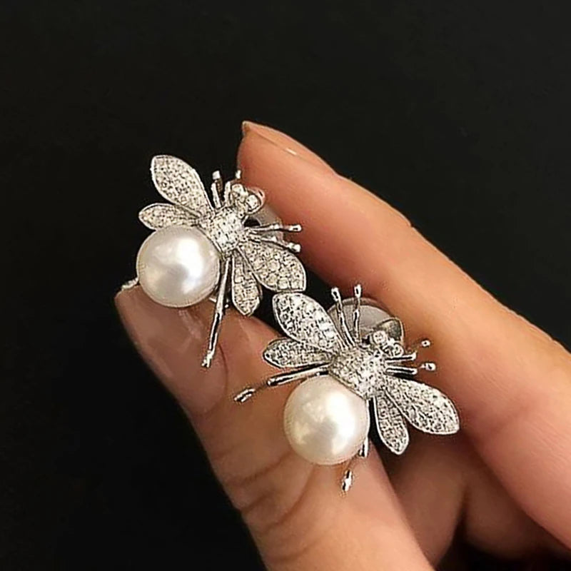 Huitan-Brincos Delicados de Abelha Feminina, Boa Qualidade, Acessórios Orelhas para Casamento, Noivado, Festa de Dança, Joias Engraçadas, na Moda