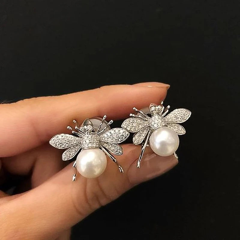 Huitan-Brincos Delicados de Abelha Feminina, Boa Qualidade, Acessórios Orelhas para Casamento, Noivado, Festa de Dança, Joias Engraçadas, na Moda