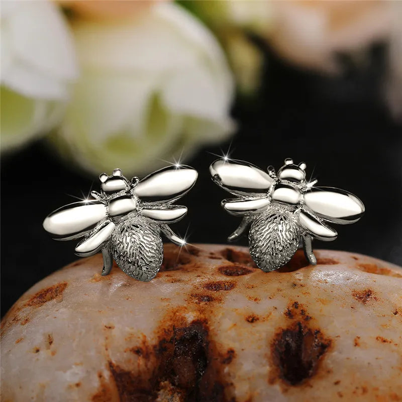 Huitan-Brincos Delicados de Abelha Feminina, Boa Qualidade, Acessórios Orelhas para Casamento, Noivado, Festa de Dança, Joias Engraçadas, na Moda